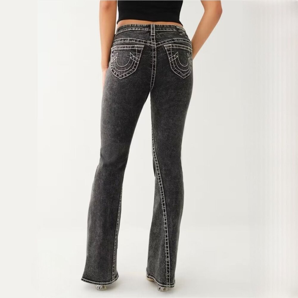 True Religion ✦ Joey Big T Gray Corduroy Flare Jeans ✦ Mid Rise USA Made Size 28